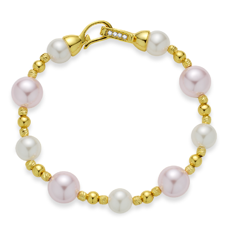 "Moonlight and Rosy Clouds"Pearl bracelet. Romantic and fashionable bracelet