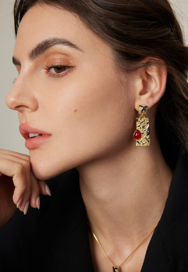 "Geometric Mystery"Asymmetrical earrings. French heavy industry designer style earrings.