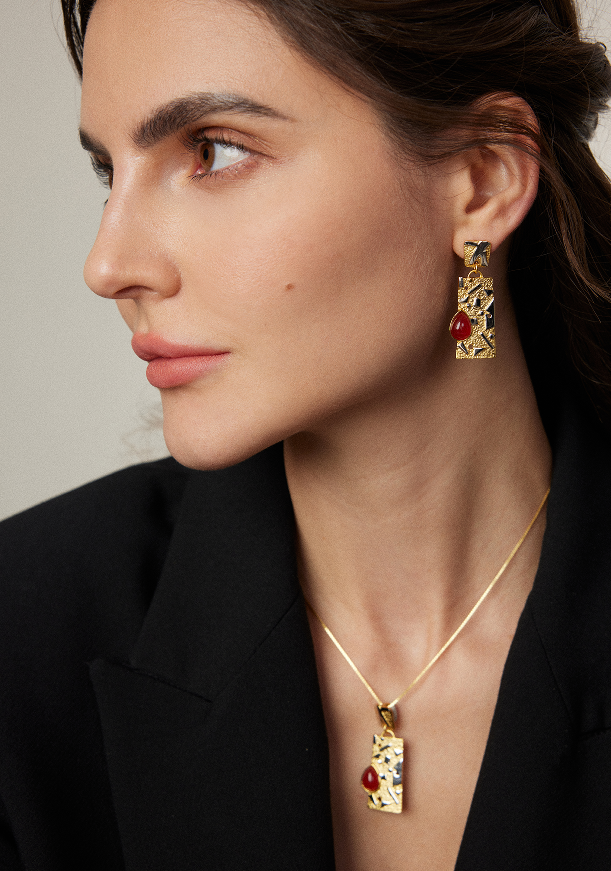 "Geometric Mystery"Asymmetrical earrings. French heavy industry designer style earrings.