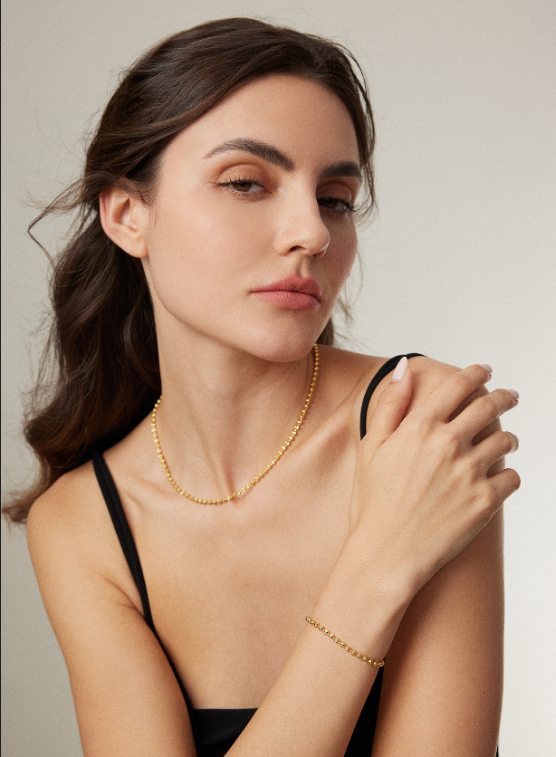 "Endless Renewal"Gold bead simple chain, minimalist and versatile age-reducing bracelet.