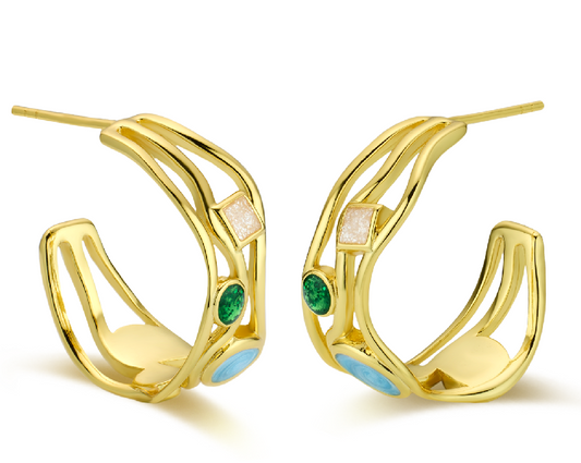 "Multi-gem"Vintage earrings. Light luxury and elegant earrings.